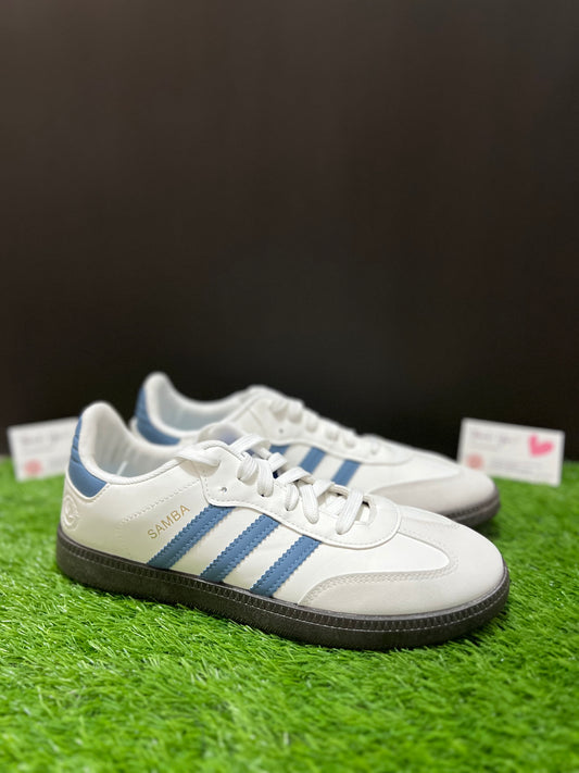 Adidas Samba Casual Sneakers – White & Slate Blue