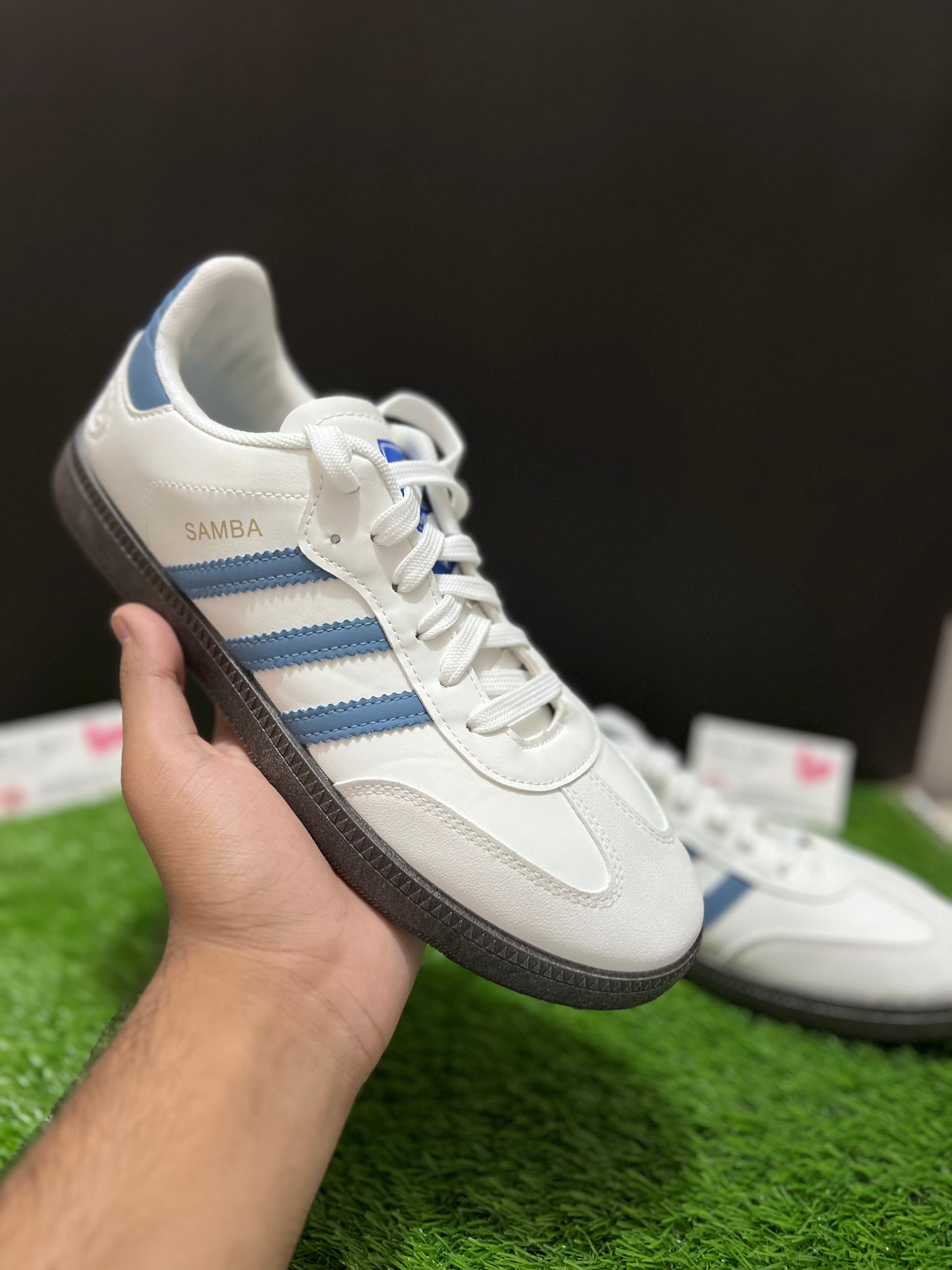 Adidas Samba Casual Sneakers – White & Slate Blue