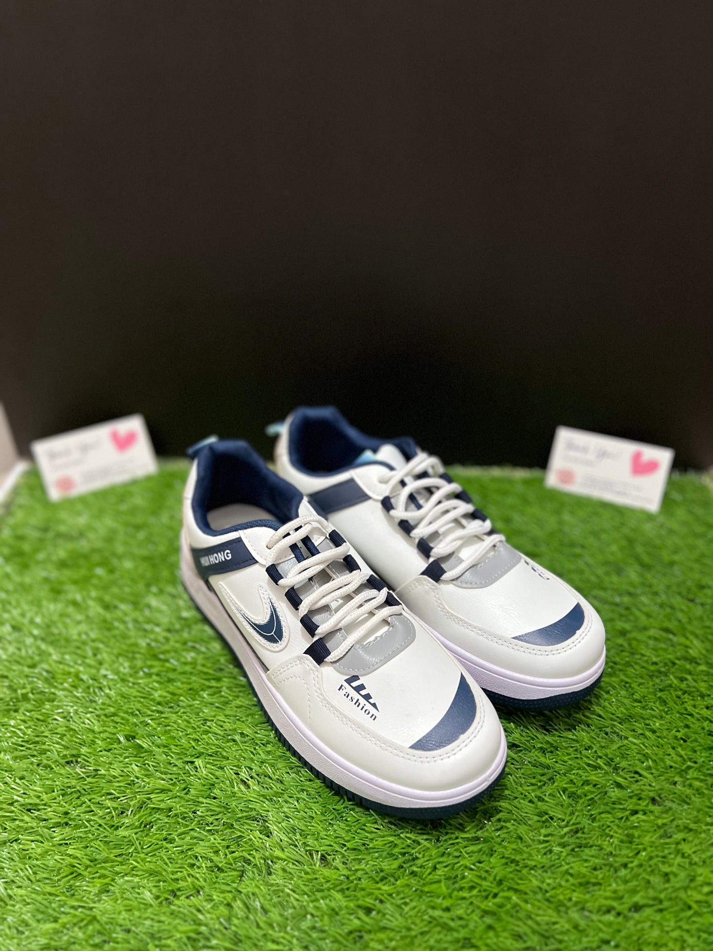 Run Wear 'Fashion' Casual Sneakers – White & Navy Blue