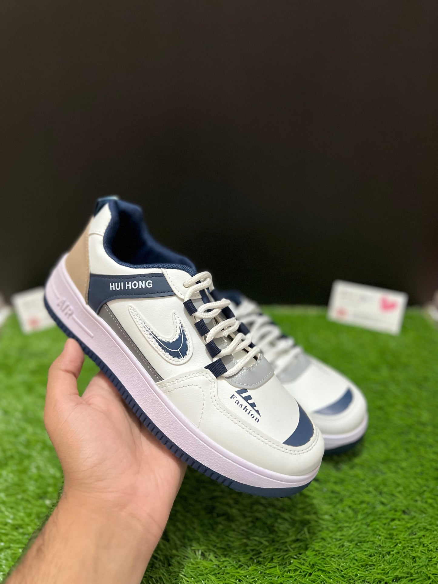 Run Wear 'Fashion' Casual Sneakers – White & Navy Blue